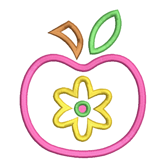 Apple applique machine embroidery design by embroiderytree.com