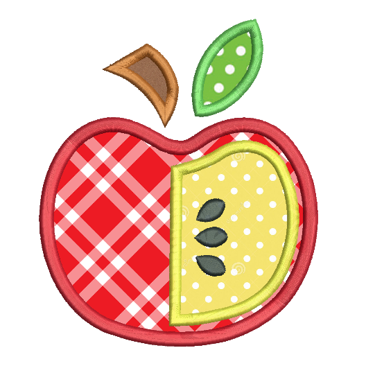 Apple applique machine embroidery design by embroiderytree.com