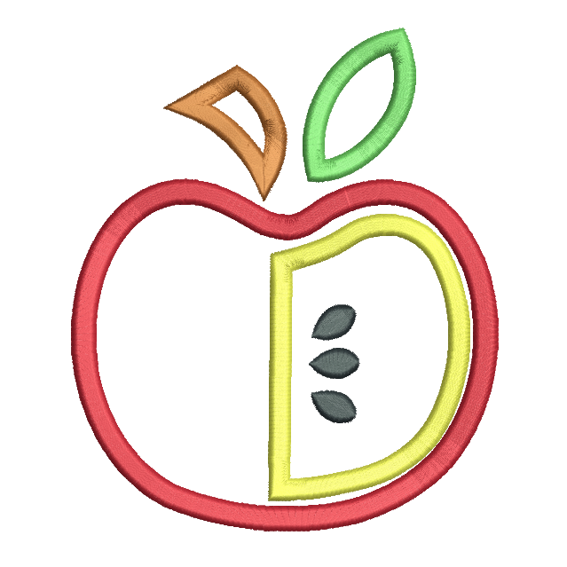 Apple applique machine embroidery design by embroiderytree.com