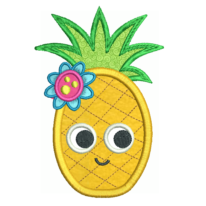 Pineapple applique machine embroidery design by rosiedayembroidery.com