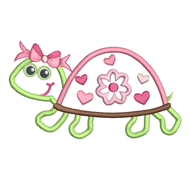 Turtle applique machine embroidery design by rosiedayembroidery.com