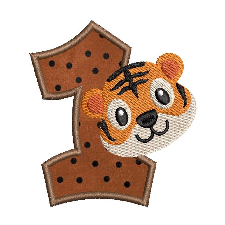 1st birthday tiger applique machine embroidery design by rosiedayembroidery.com