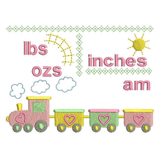 Baby birth announcement template machine embroidery design by rosiedayembroidery.com