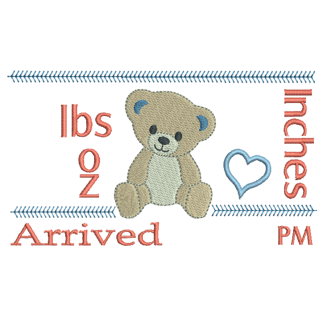 Baby Birth Announcement -Template Embroidery Design by embroiderytree.com