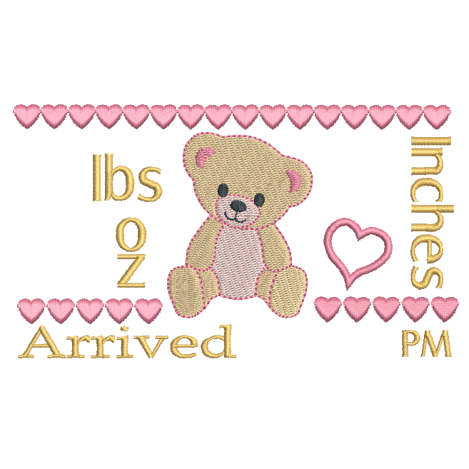 Baby birth announcement template machine embroidery design by rosiedayembroidery.com