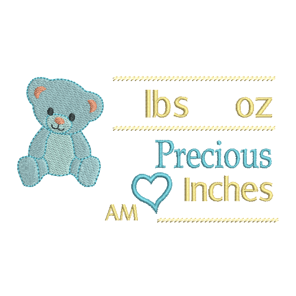 Baby birth announcement template machine embroidery design by rosiedayembroidery.com