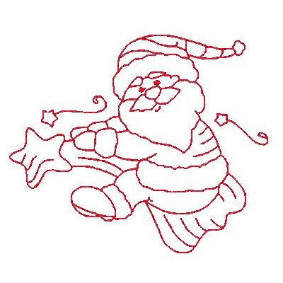 Christmas Santa - redwork machine embroidery design by embroiderytree.com