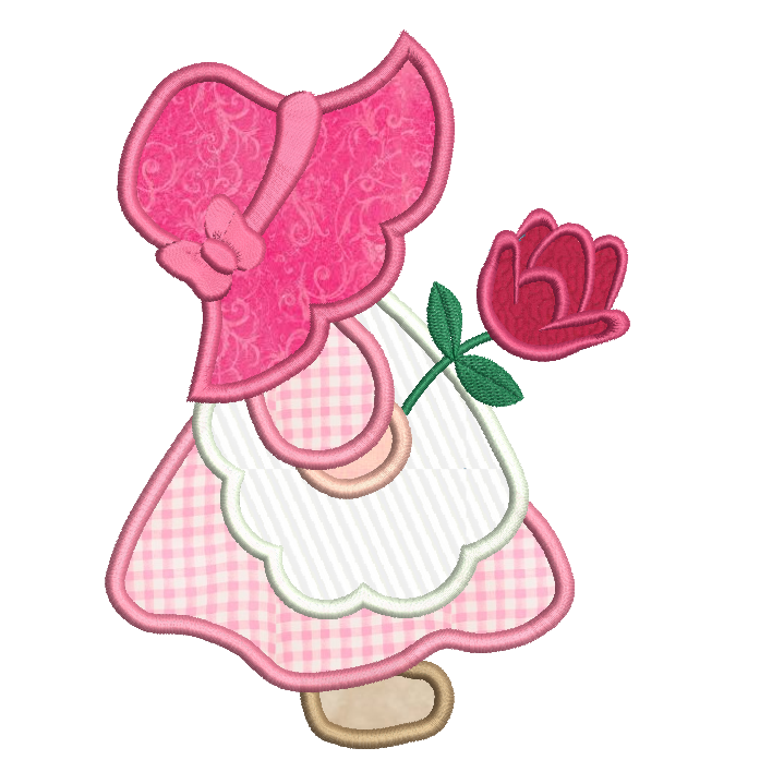 Sunbonnet Sue applique machine embroidery design by rosiedayembroidery.com