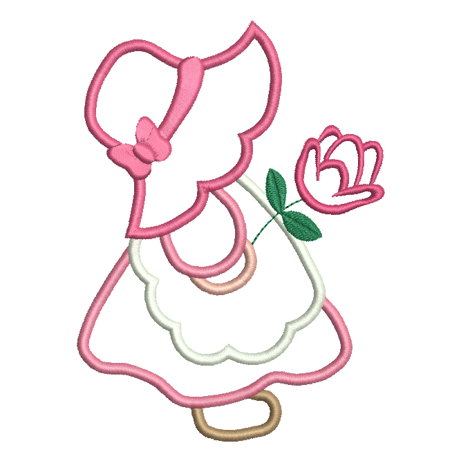 Sunbonnet Sue applique machine embroidery design by rosiedayembroidery.com