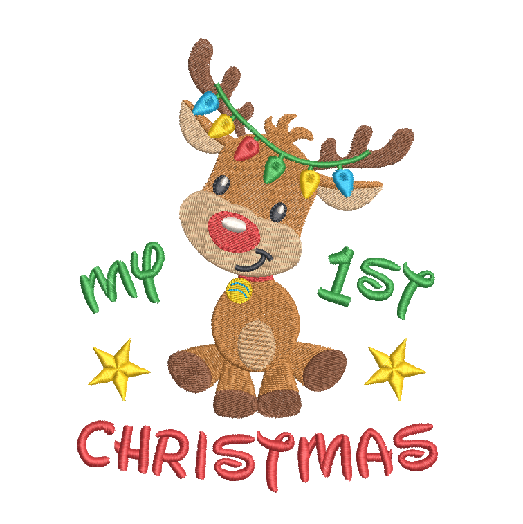 Christmas reindeer machine embroidery design by rosiedayembroidery.com