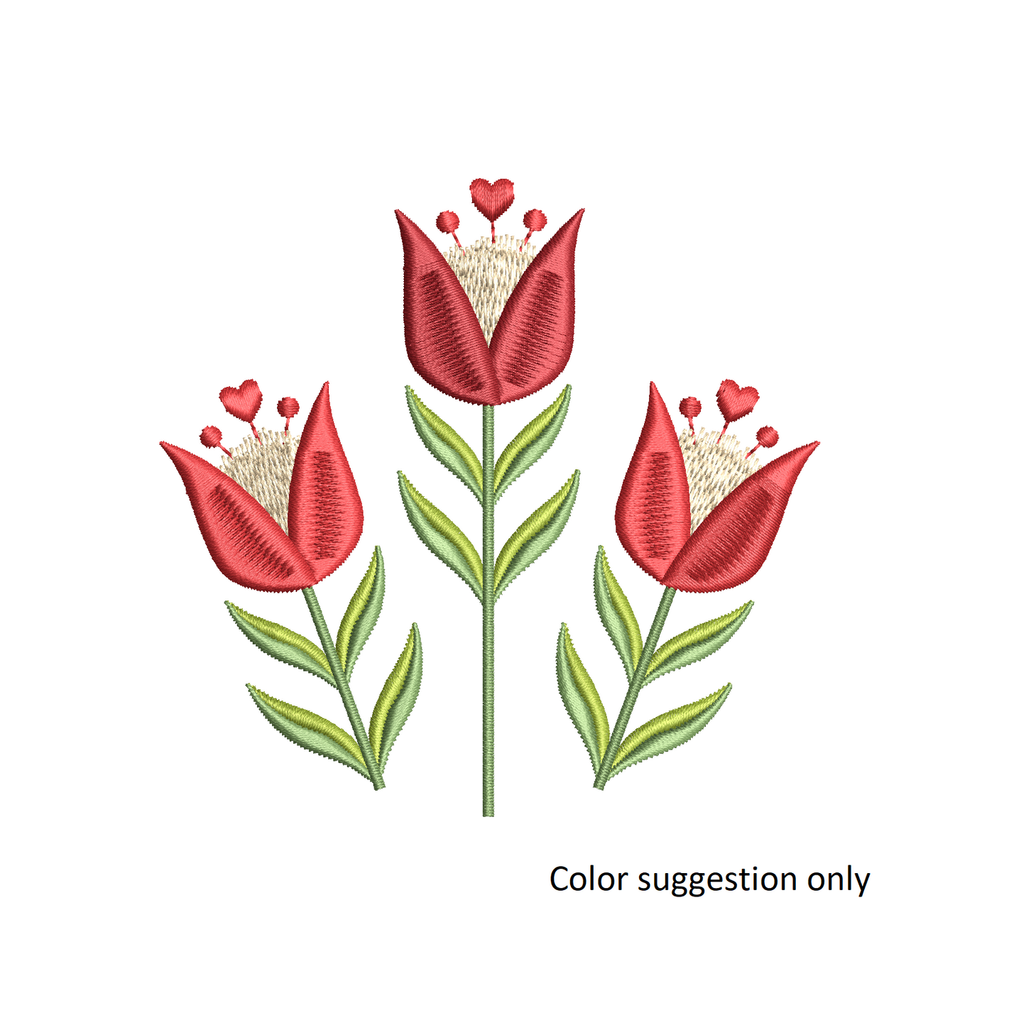 Tulips machine embroidery design by rosiedayembroidery.com