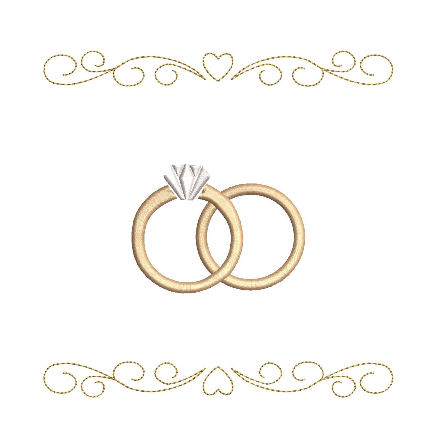 Wedding ring cushion machine embroidery design by rosiedayembroidery.com