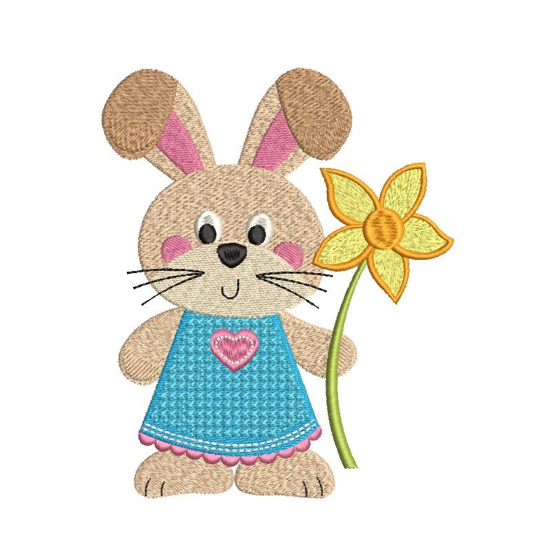 Cute bunny Machine Embroidery Design by rosiedayembroidery.com