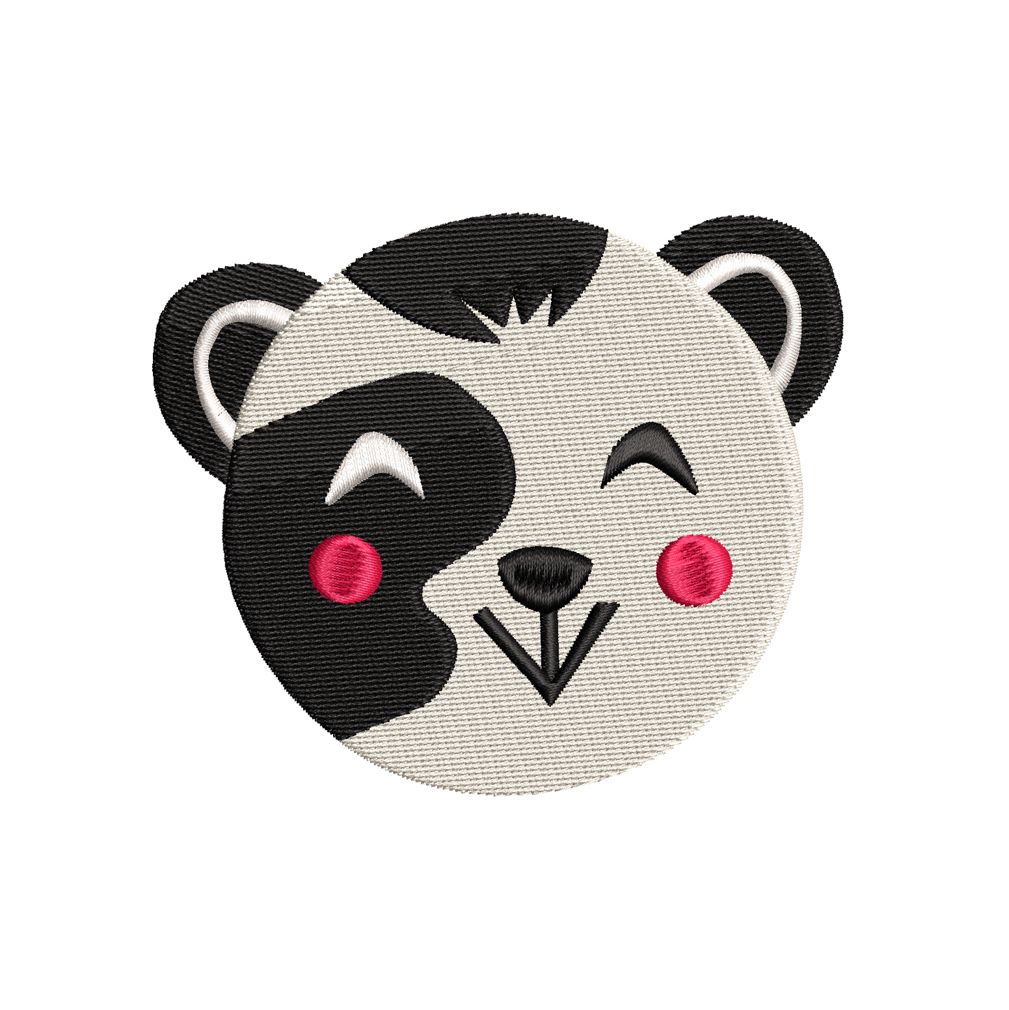 Panda face fill stitch embroidery design by rosiedayembroidery.com