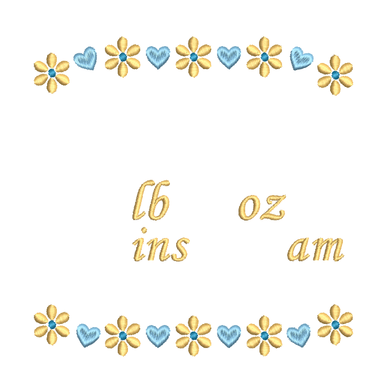 Baby birth stats template machine embroidery design by rosiedayembroidery.com