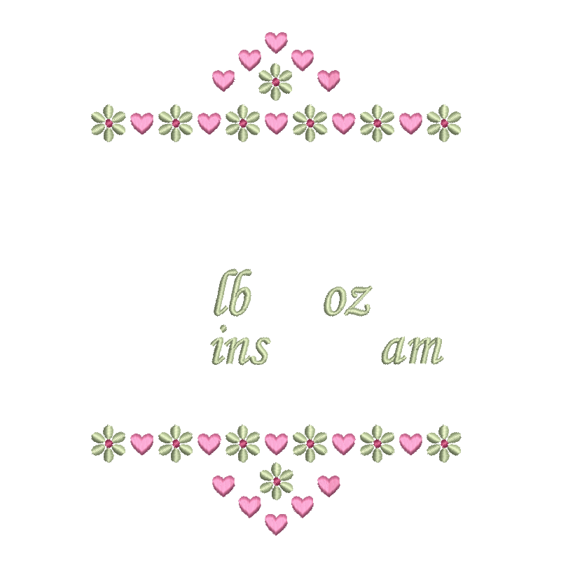 Baby birth stats template machine embroidery design by rosiedayembroidery.com