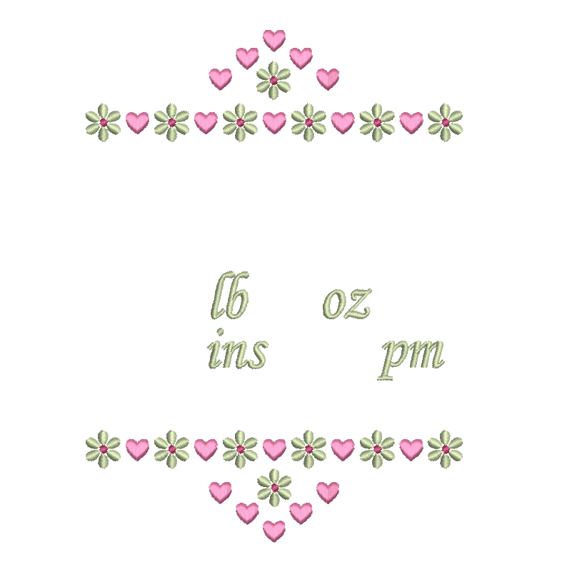 Baby birth stats template machine embroidery design by rosiedayembroidery.com