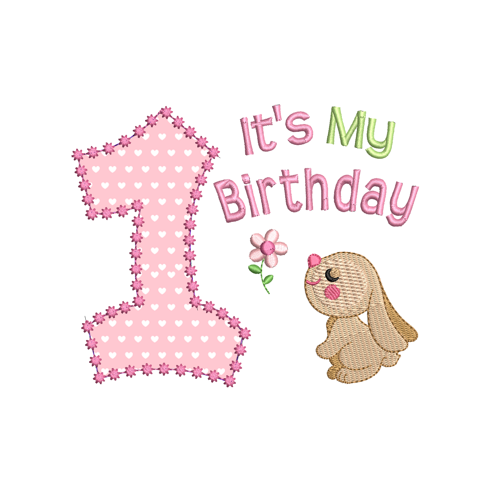 1st birthday machine embroidery design by rosiedayembroidery.com