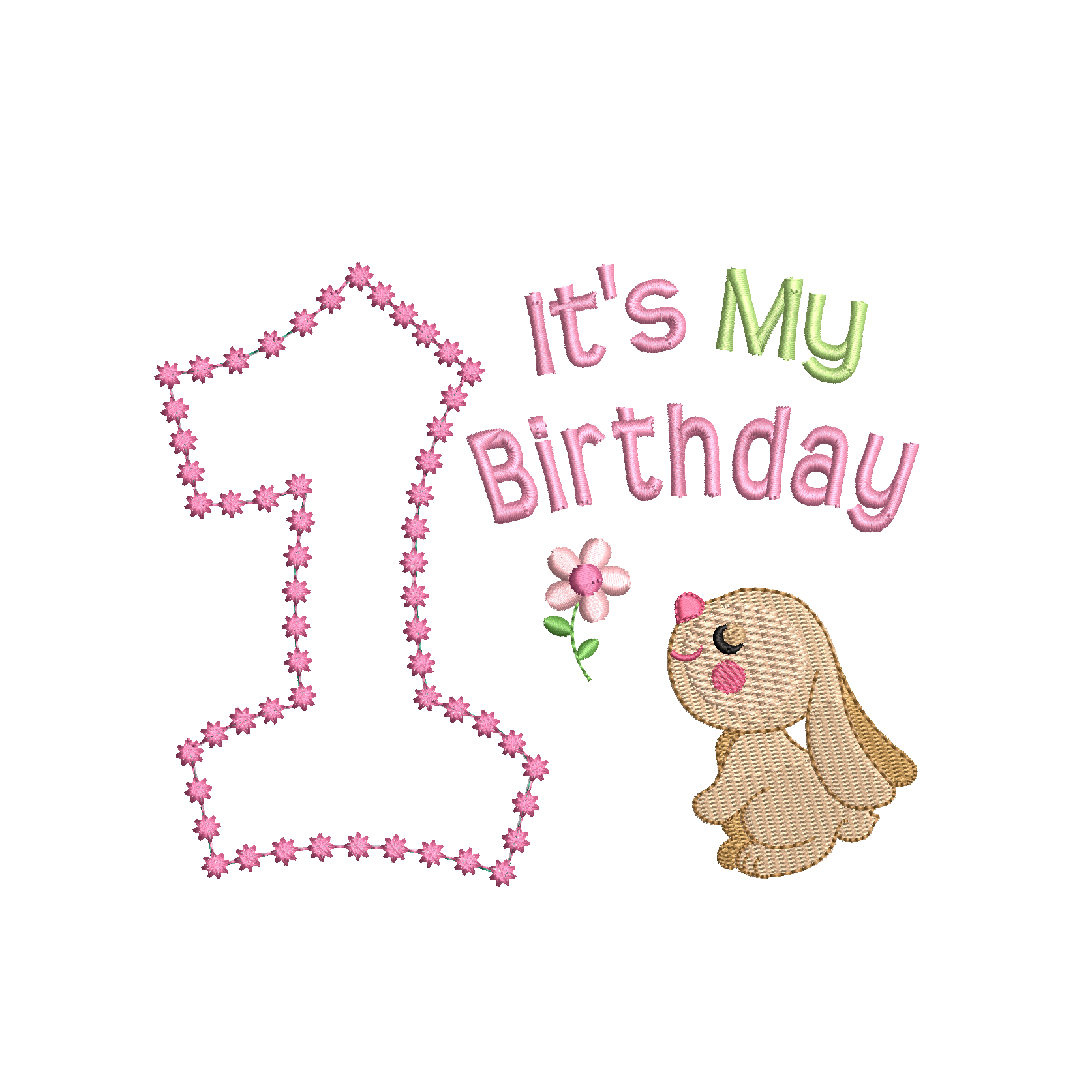 1st birthday machine embroidery design by rosiedayembroidery.com