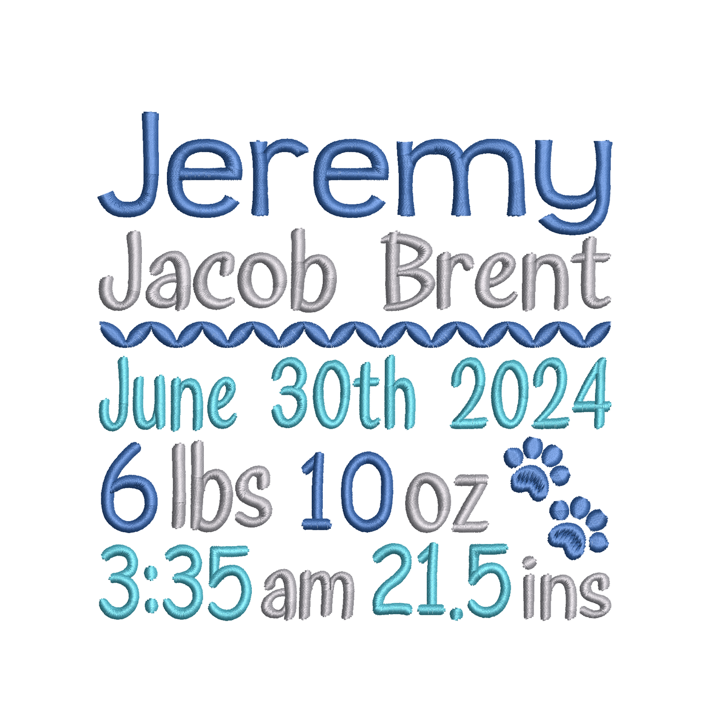 Baby birth announcement machine embroidery design by rosiedayembroidery.com