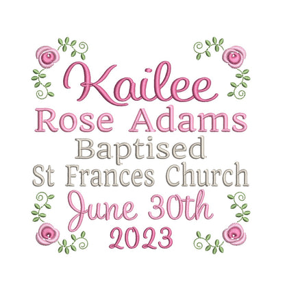 Baptism announcement template machine embroidery design by rosiedayembroidery.com