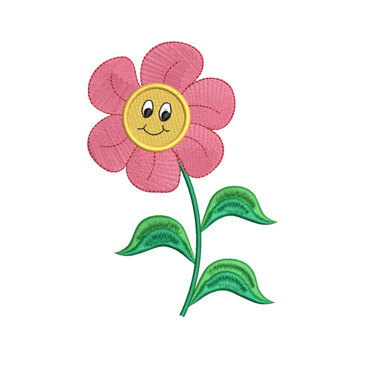 Happy flower machine embroidery design by rosiedayembroidery.com