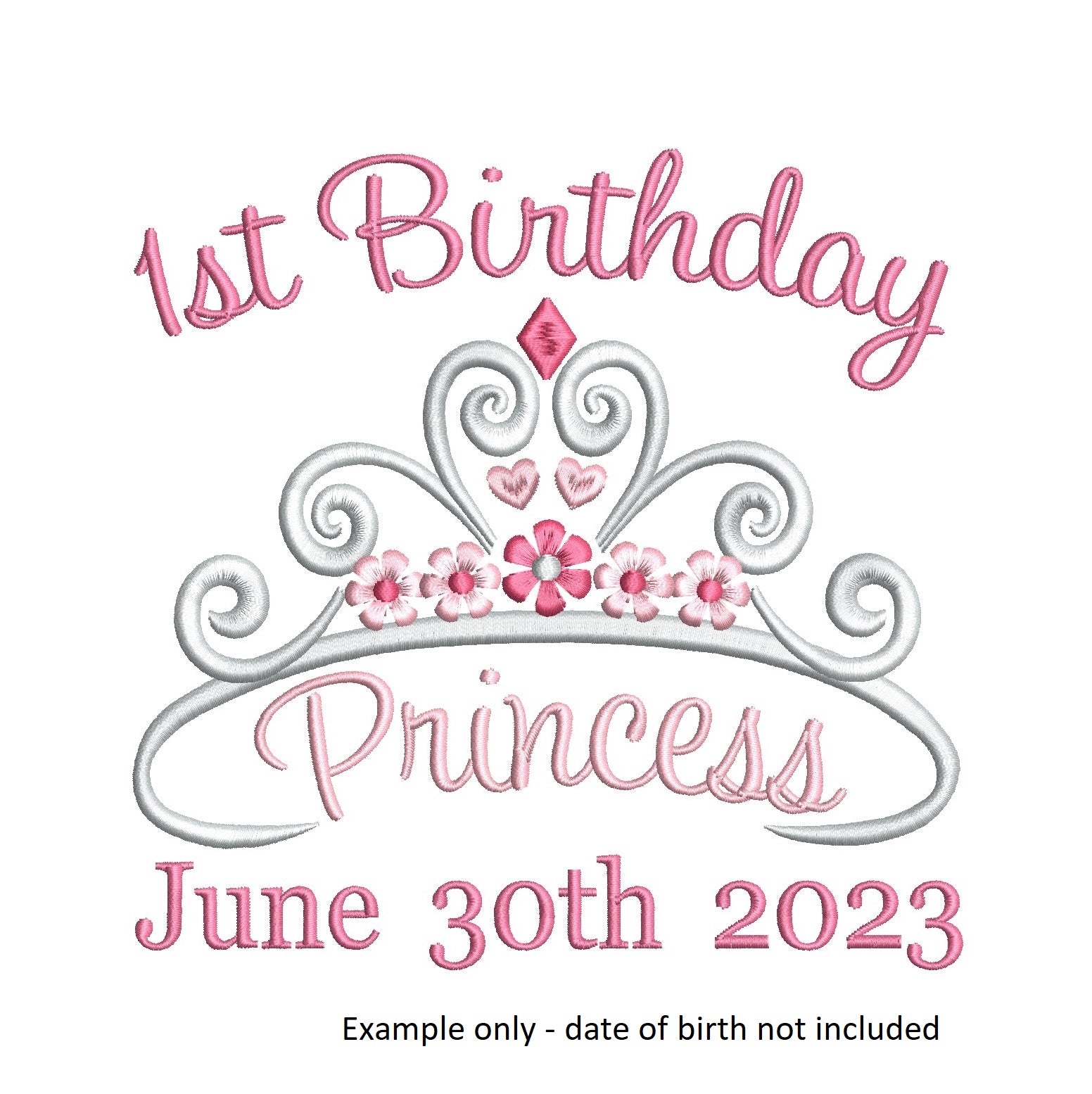 1st birthday princess crown machine embroidery design by rosiedayembroidery.com