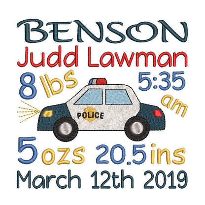 Baby birth announcement machine embroidery design by rosiedayembroidery.com