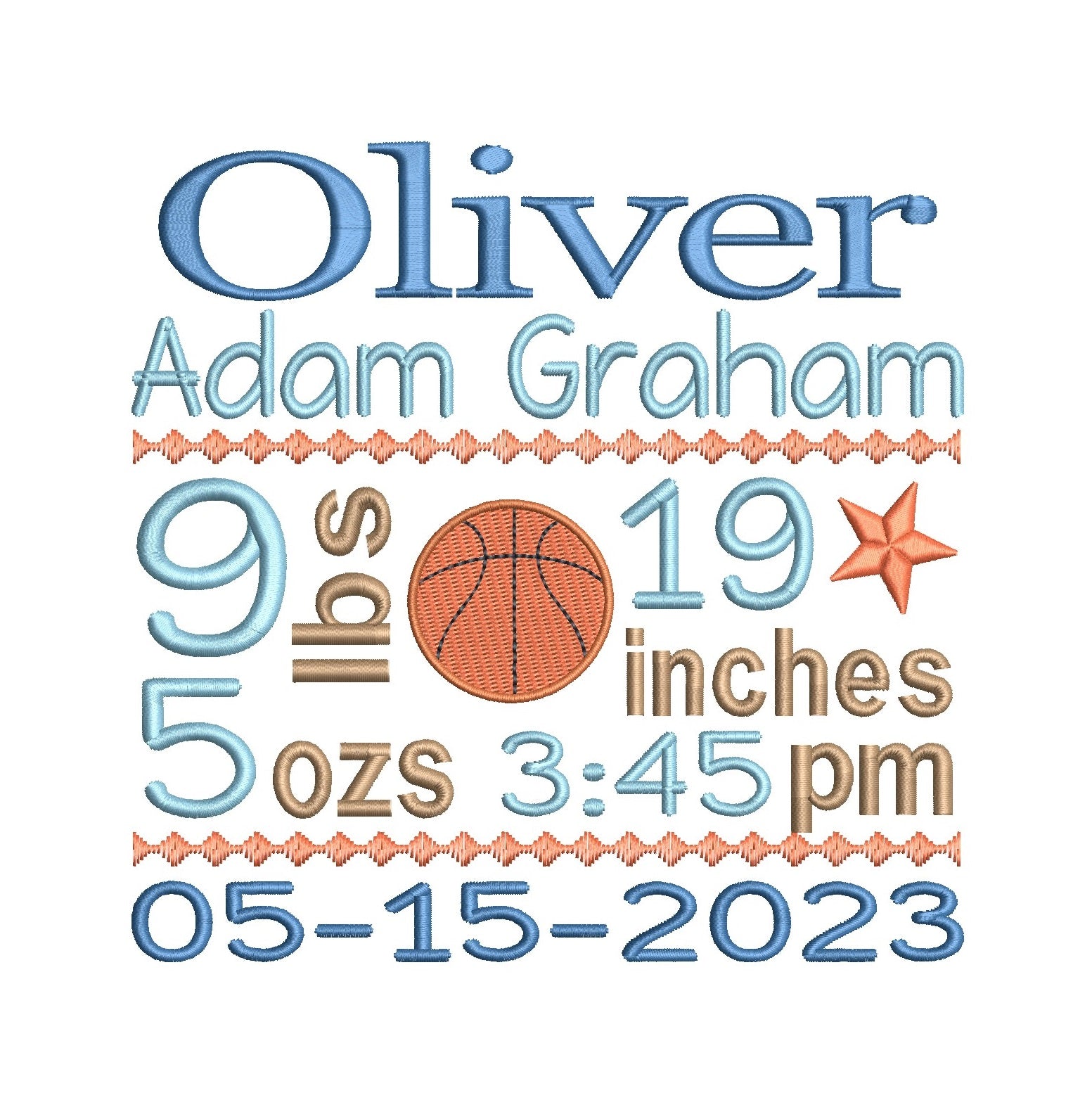 Baby Birth Announcement - Template Embroidery Design by rosiedayembroidery.com