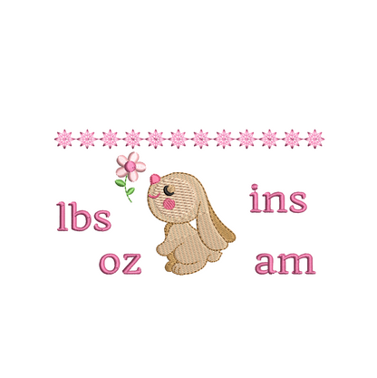 Baby birth announcement template machine embroidery design by rosiedayembroidery.com