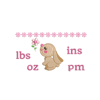 Baby birth announcement template machine embroidery design by rosiedayembroidery.com