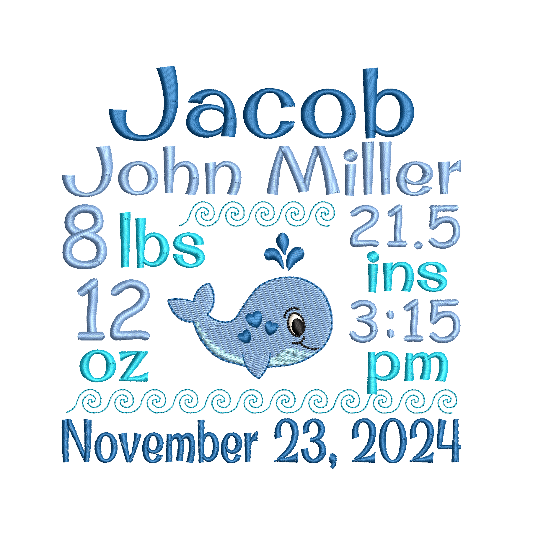 Baby birth template by rosiedayembroidery.com