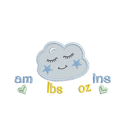 Baby birth announcement template machine embroidery design by rosiedayembroidery.com