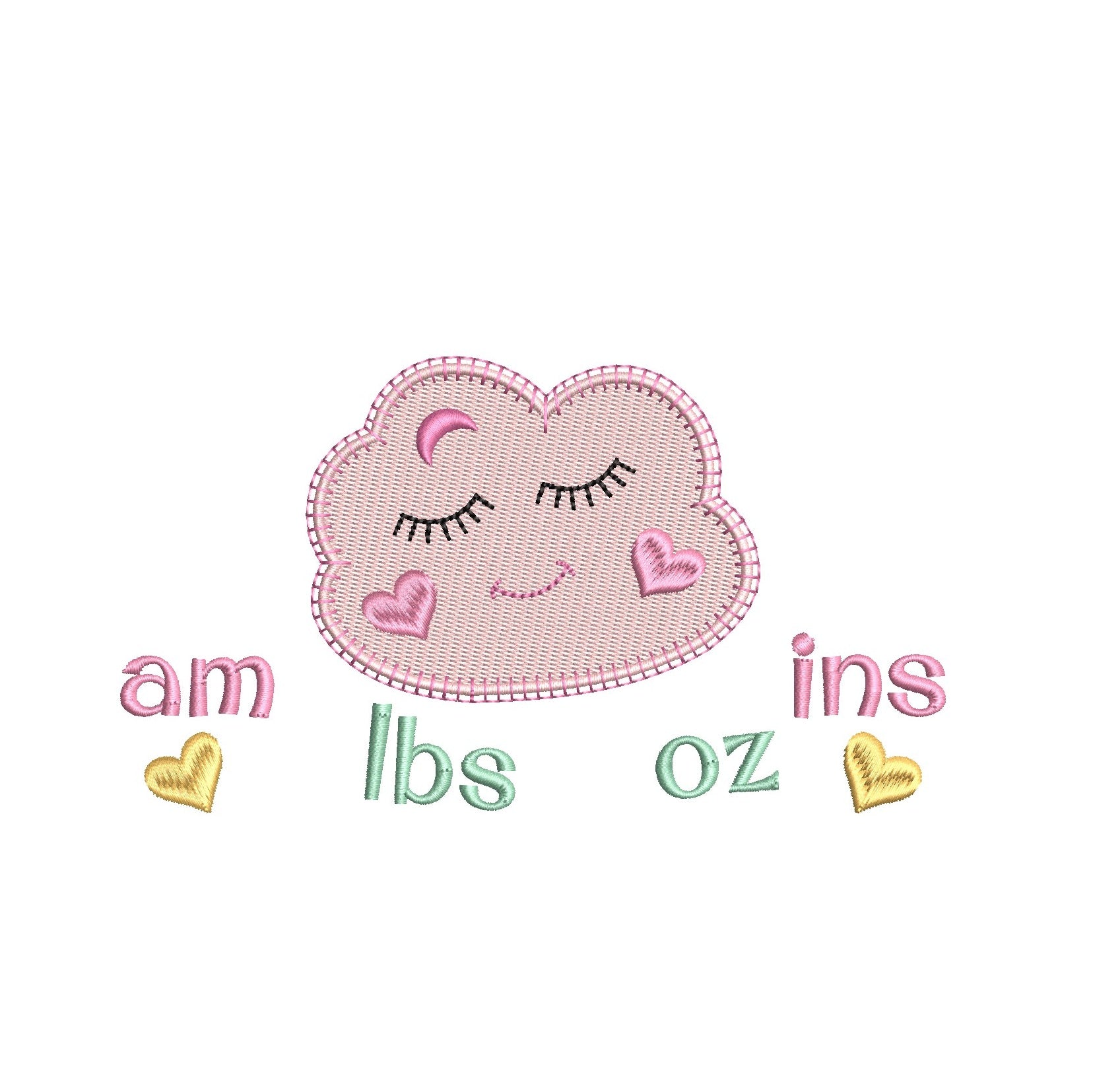 Baby birth template machine embroidery design by rosiedayembroidery.com