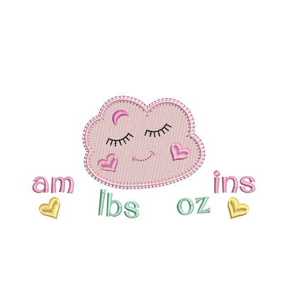 Baby birth template machine embroidery design by rosiedayembroidery.com
