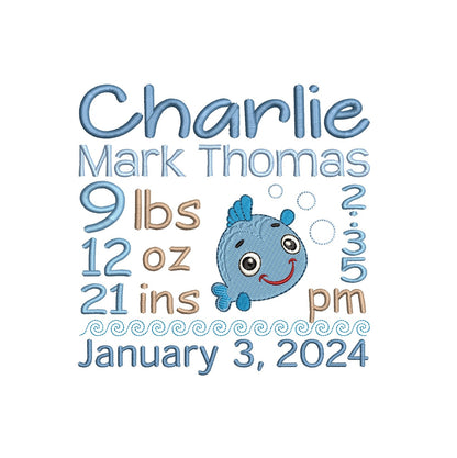Baby birth announcement template machine embroidery design by rosiedayembroidery.com