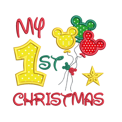 My 1st Christmas applique machine embroidery design by rosiedayembroidery.com