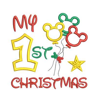 My 1st Christmas applique machine embroidery design by rosiedayembroidery.com