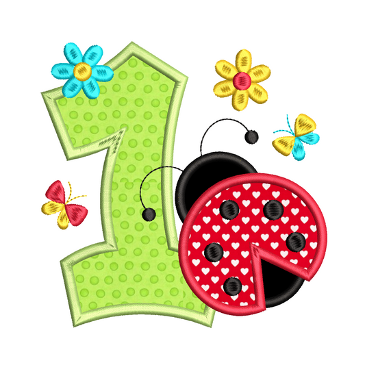 1st birthday ladybug applique machine embroidery design by rosiedayembroidery.com