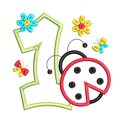1st birthday ladybug applique machine embroidery design by rosiedayembroidery.com