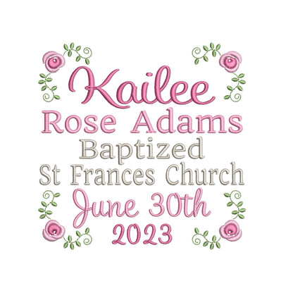 Baptism announcement template machine embroidery design by rosiedayembroidery.com