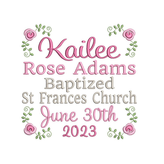 Baptism announcement template machine embroidery design by rosiedayembroidery.com