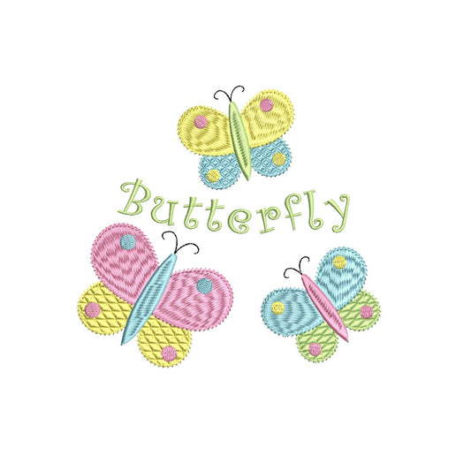 Beautiful butterflies fill stitch machine embroidery design by rosiedayembroidery.com