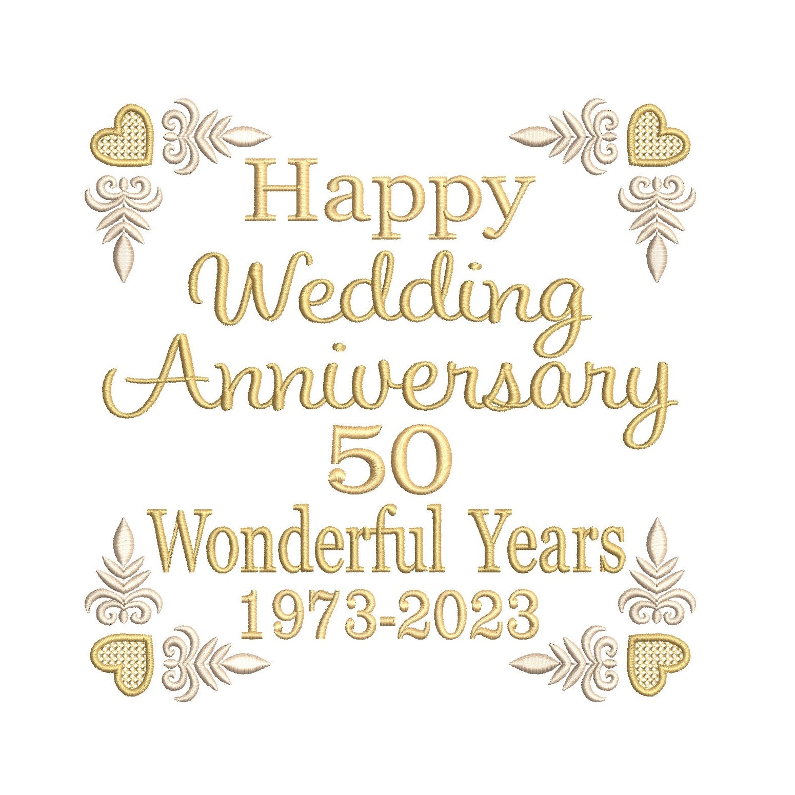 50th wedding anniversary template machine embroidery design by rosiedayembroidery.com