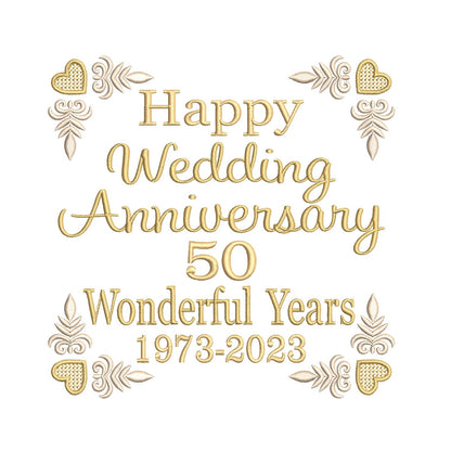 50th wedding anniversary template machine embroidery design by rosiedayembroidery.com