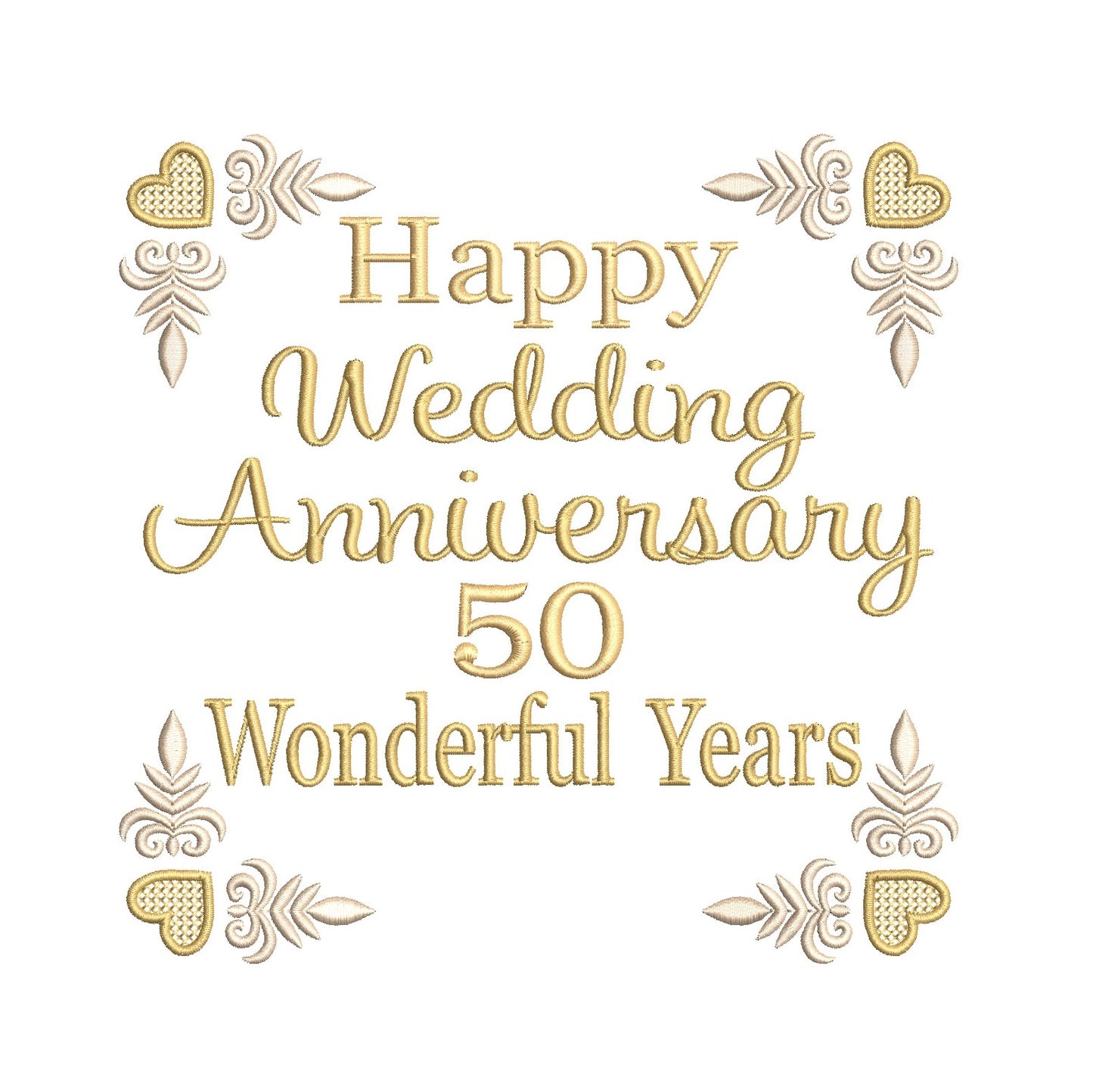 50th wedding anniversary template machine embroidery design by rosiedayembroidery.com