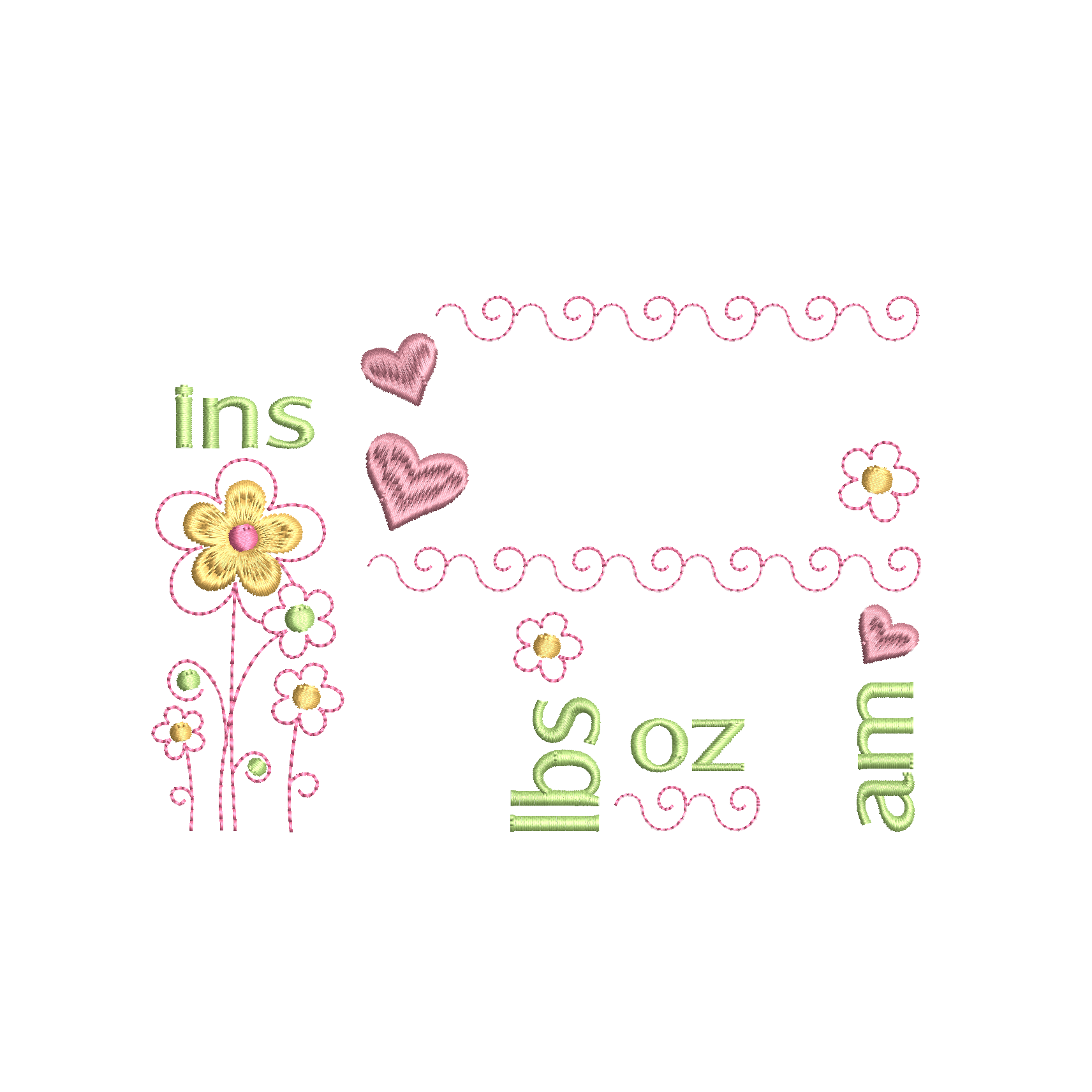 Baby birth announcement machine embroidery design by rosiedayembroidery.com