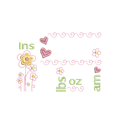 Baby birth announcement machine embroidery design by rosiedayembroidery.com