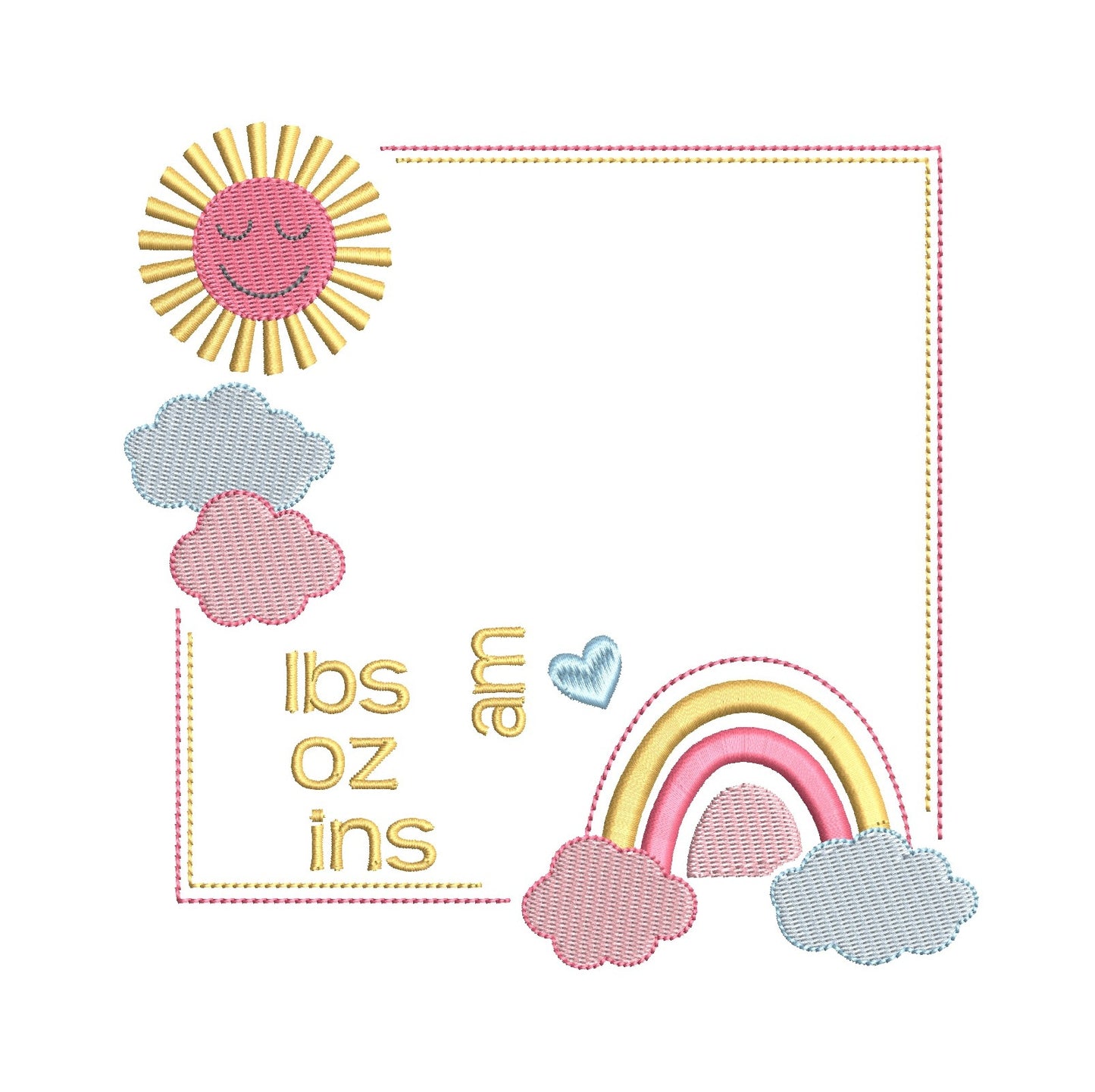Baby birth template machine embroidery design by rosiedayembroidery.com