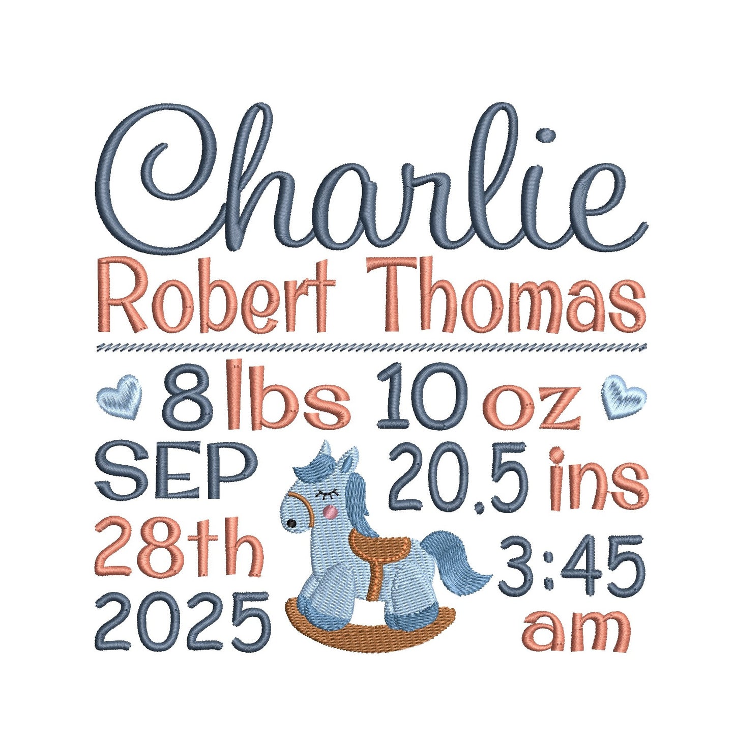 Baby birth announcement template machine embroidery design by rosiedayembroidery.com